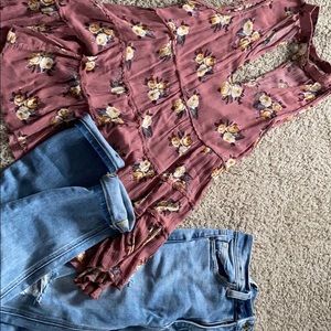 Pink floral halter top